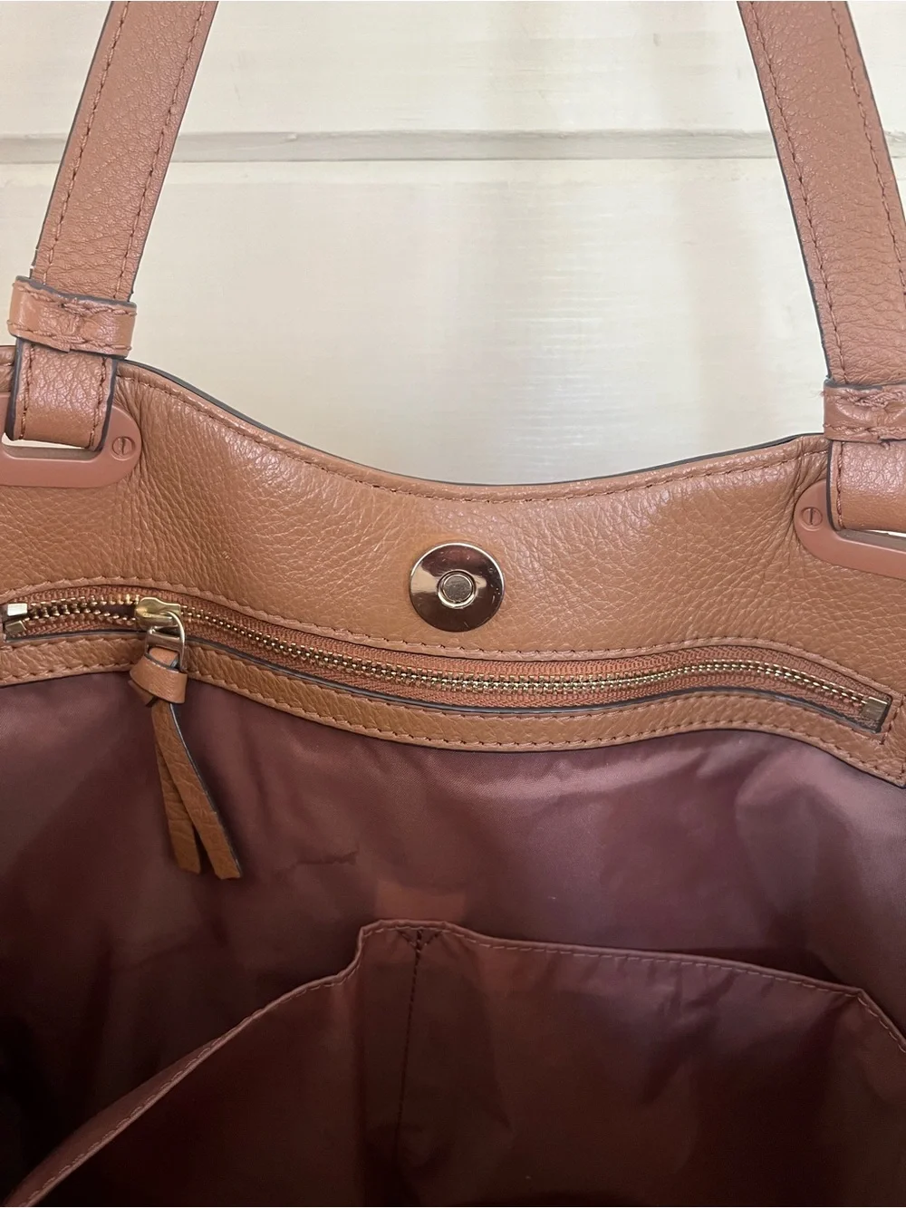 Tory Burch Brown Leather Diaper Bag with Changing Pad